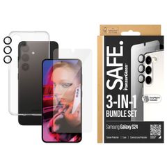 SAFE by PanzerGlass Pack 3-en-1 Safe - Coque + protection d'écran + protection de caméra Samsung Galaxy S24 - Transparent
