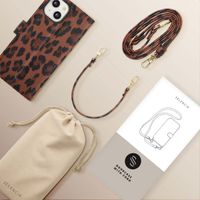 Selencia Étui de télephone portefeuille imprimé léopard Sabi Apple iPhone 14 / 13 - Mocha Brown