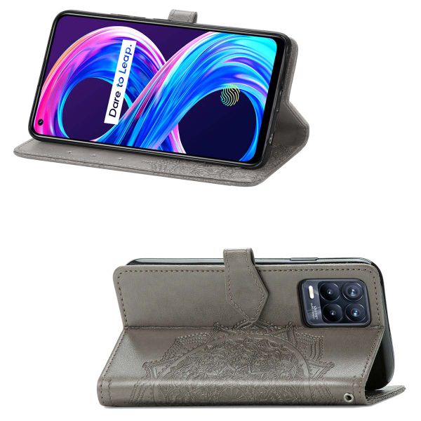 imoshion Etui de téléphone portefeuille Mandala Realme 8 (Pro) - Gris