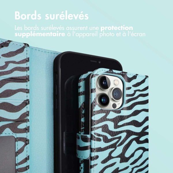 imoshion Étui de télephone portefeuille Design Apple iPhone 12 (Pro) - Black Blue Stripes