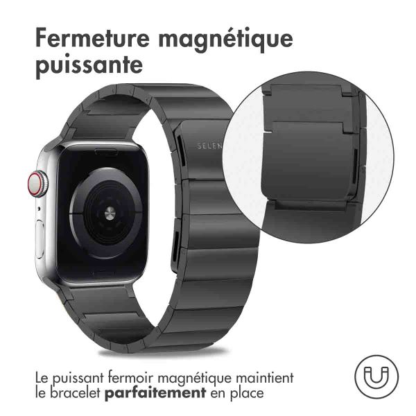 Selencia Bracelet magnétique en acier Apple Watch Series 1 á 9 / SE (38/40/41 mm) | Series 10 / 11 (42 mm) - Noir