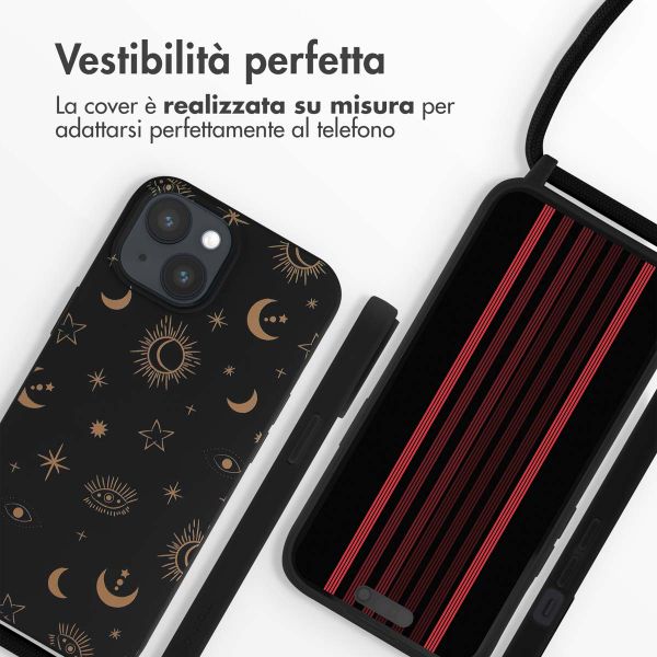 imoshion Coque design en silicone avec cordon Apple iPhone 15 - Sky Black