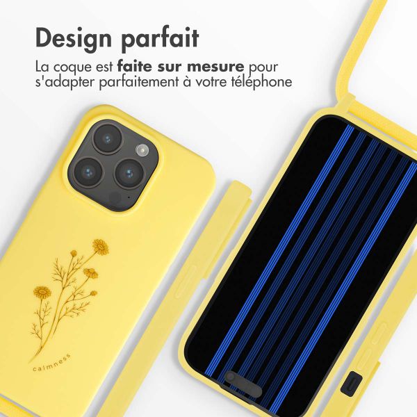 imoshion Coque design en silicone avec cordon Apple iPhone 15 Pro - Flower Yellow