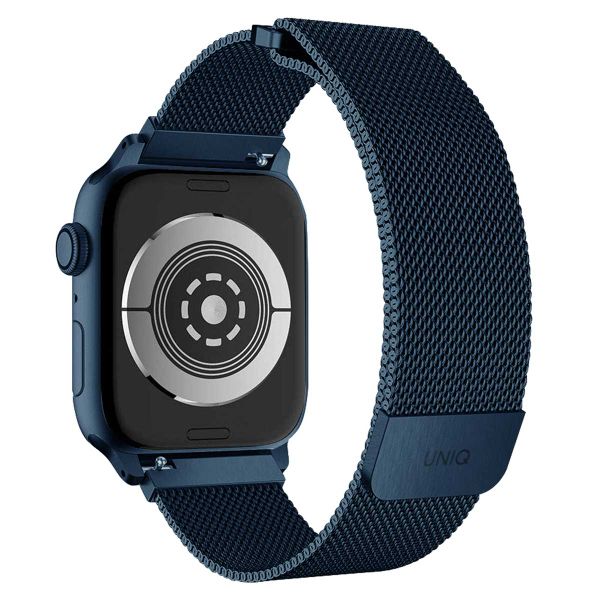 Uniq Bracelet en acier Dante Mesh Apple Watch Series 1 á 10 / SE / Ultra (2) (44/45/46/49 mm) - Bleu Cobalt