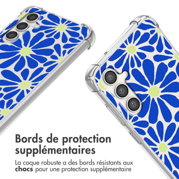 imoshion Coque Design avec cordon Samsung Galaxy S23 FE - Cobalt Blue Flowers Connect