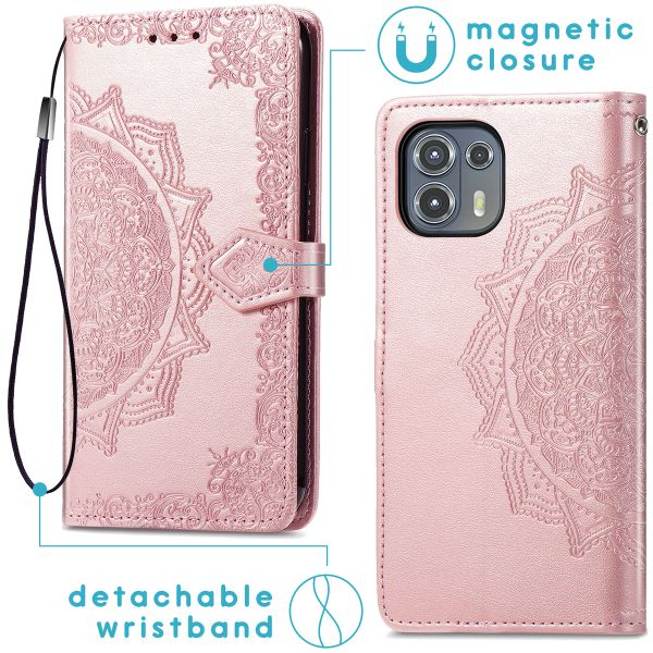 imoshion Etui de téléphone portefeuille Mandala Motorola Moto Edge 20 Lite - Rose or