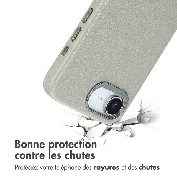 Accezz Coque arrière en cuir avec MagSafe Apple iPhone 16e - Light Grey