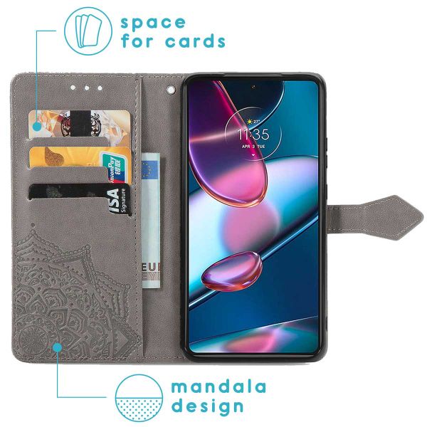 imoshion Etui de téléphone portefeuille Mandala Motorola Edge 30 Pro / Edge Plus (2022) - Gris