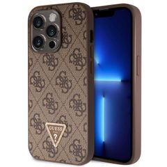 Guess Coque 4G Logo Triangle Strass Apple iPhone 15 Pro - Marron
