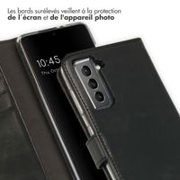 Selencia Étui portefeuille en cuir véritable Samsung Galaxy S21 - Noir