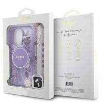 Guess MagSafe IML Flowers Case avec beads strap iPhone 15 Pro Max - Purple