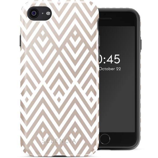 Selencia Coque arrière Vivid Tough iPhone SE (2022 / 2020) / 8 / 7 - Beige Zigzag