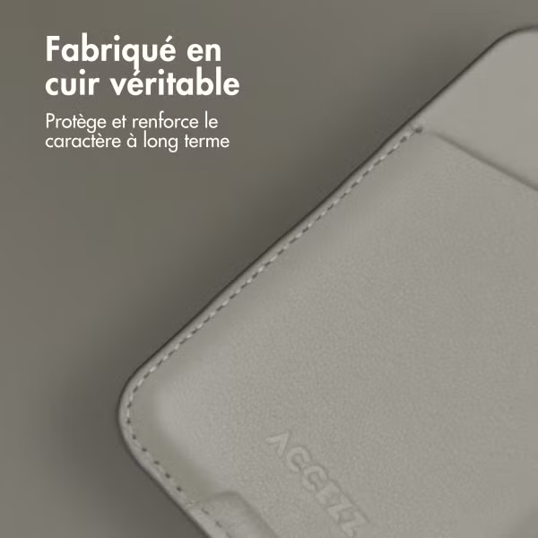Accezz Porte-cartes en cuir - Compatible avec MagSafe et Qi2 - Light Grey