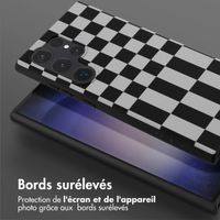 Selencia ﻿Coque design en silicone avec cordon amovible Samsung Galaxy S23 Ultra - Irregular Check Black