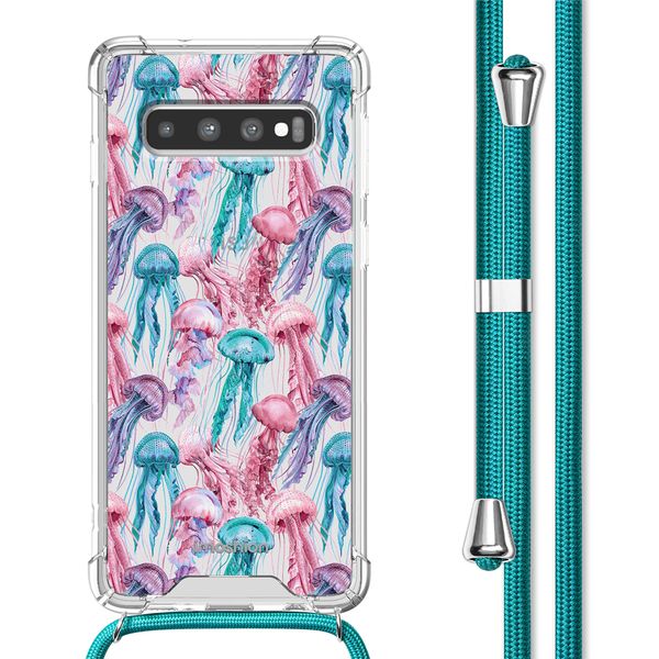 imoshion Coque Design avec cordon Samsung Galaxy S10 - Jellyfish Watercolor