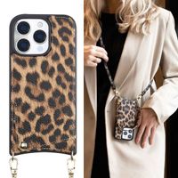 Selencia Coque de télephone Nova avec cordon et porte-cartes Apple iPhone 16 Pro - Leopard