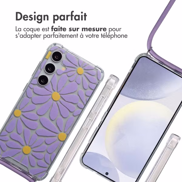 imoshion Coque Design avec cordon Samsung Galaxy S24 - Tropical Violet Flowers Connect