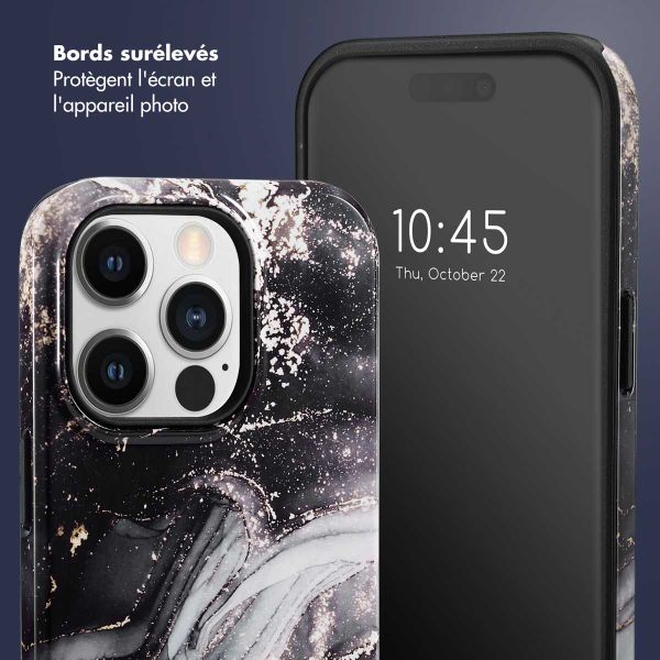 Selencia Coque arrière Vivid Tough iPhone 14 Pro - Chic Marble Black