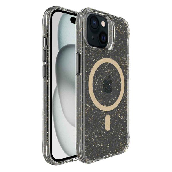 imoshion Coque arrière transparente Pailletée avec MagSafe Apple iPhone 15 - Doré