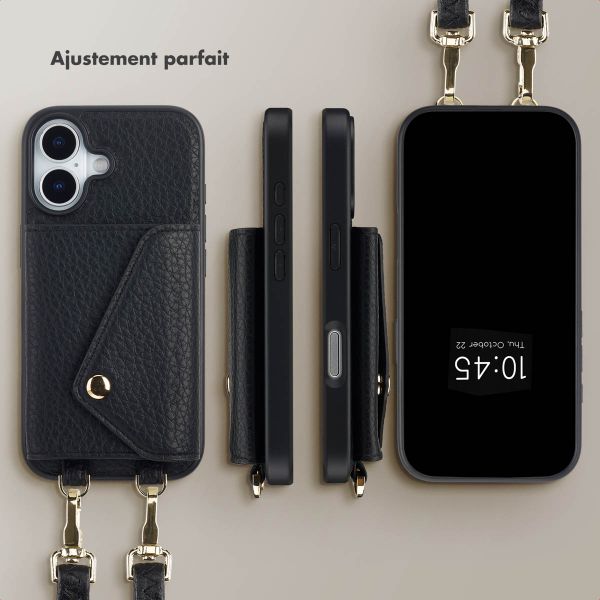 Selencia Coque de télephone Sera avec cordon et porte-cartes enveloppe Apple iPhone 17 - Noir