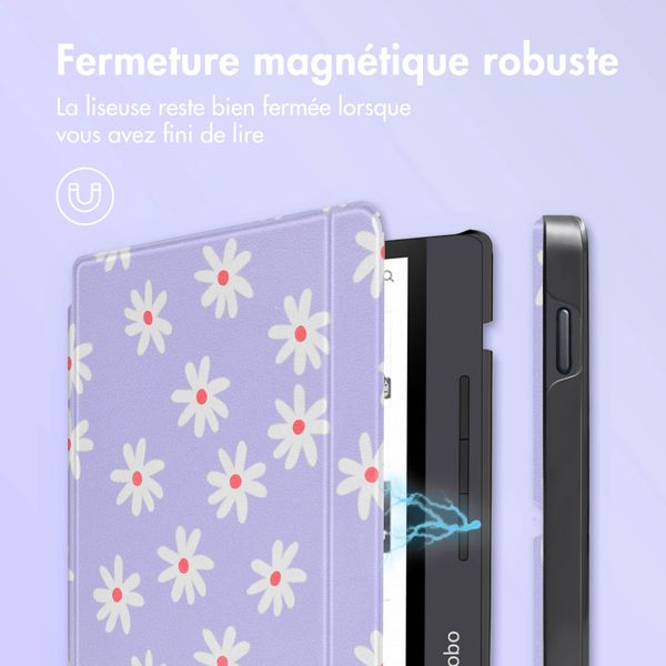 imoshion Design Slim Hard Sleepcover avec support Kobo Libra H2O - Flowers Distance