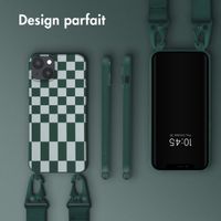 Selencia Coque design en silicone avec cordon amovible Apple iPhone 14 Plus - Irregular Check Green