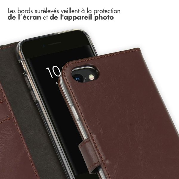Selencia Étui portefeuille en cuir véritable Apple iPhone SE (2022 / 2020) / 8 / 7 / 6(s) - Marron
