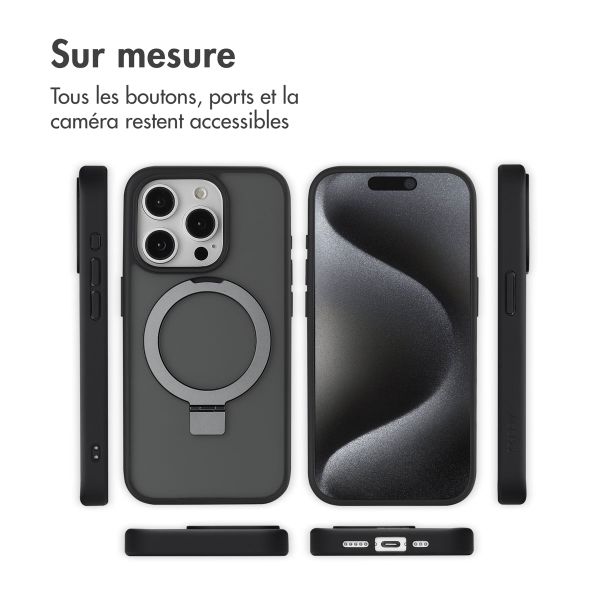 Accezz Coque Ring Stand avec MagSafe iPhone 15 Pro - Noir