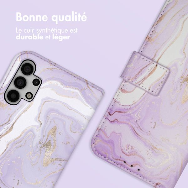 imoshion Étui de téléphone portefeuille Design Samsung Galaxy A32 (5G) - Purple Marble