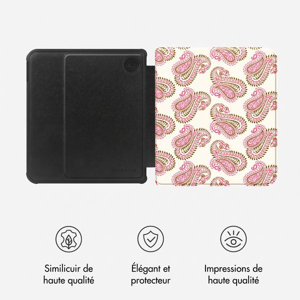Selencia Étui de liseuse portefeuille Vivid Kobo Libra Colour - Paisley Blush