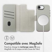 Accezz Étui de télephone portefeuille en cuir 2-en-1 avec MagSafe Apple iPhone 16e - Light Grey