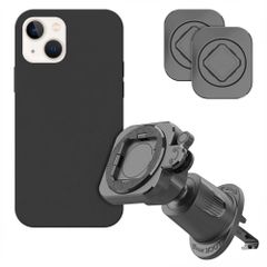 Accezz EasyLock Support de téléphone de voiture - Avec coque Apple iPhone 13 - Grille de ventilation - Rotation à 360 degrés - Noir
