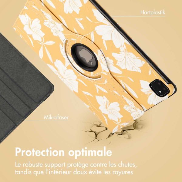 imoshion Coque tablette Design rotatif à 360° iPad Pro 12.9 (2018 / 2020 / 2021 / 2022) - Yellow Flowers