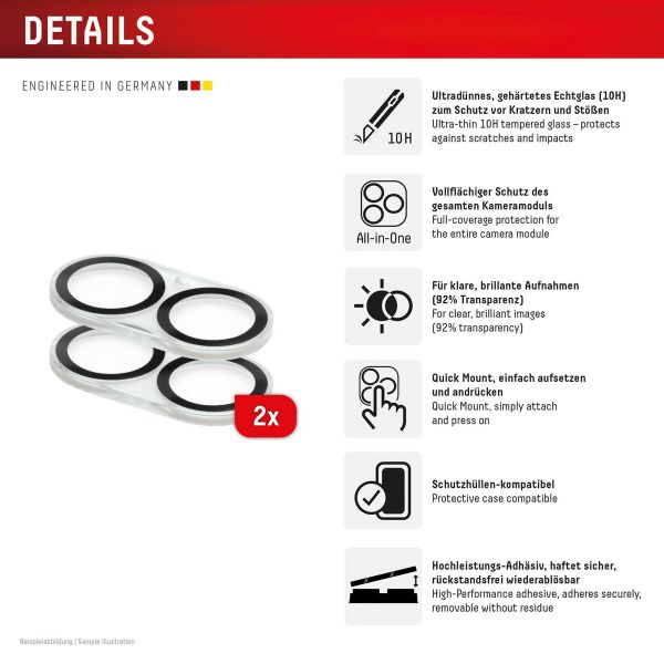 Displex CamGlass All-In-One Protection d'objectif de caméra Apple iPhone 16 / 16 Plus / 17