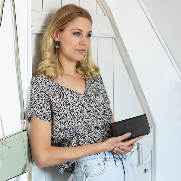 Selencia Étui portefeuille en cuir véritable Samsung Galaxy A50 / A30s - Noir