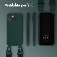 Selencia Coque silicone avec cordon amovible Apple iPhone 15 - Vert foncé