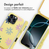 imoshion Coque design en silicone avec cordon Apple iPhone 16 Pro Max - Yellow Flower Distance