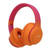 imoshion Casque sans fil pour enfants LED Light - Limiteur de décibels - Avec câble AUX - Hot Pink / Apricot Orange Crush