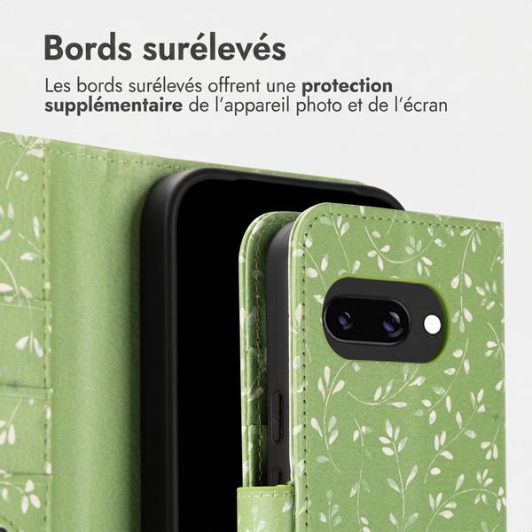 imoshion Étui de télephone portefeuille Design Google Pixel 9A - Green Flowers