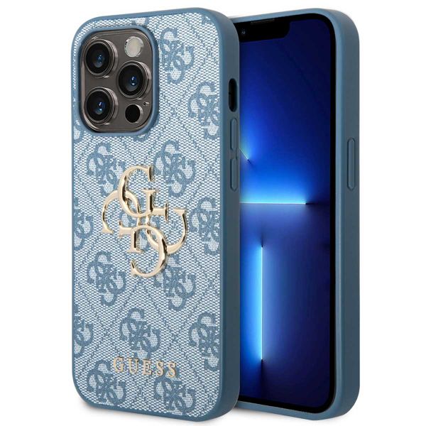 Guess Coque 4G Metal Logo Backcover iPhone 14 Pro Max - Bleu