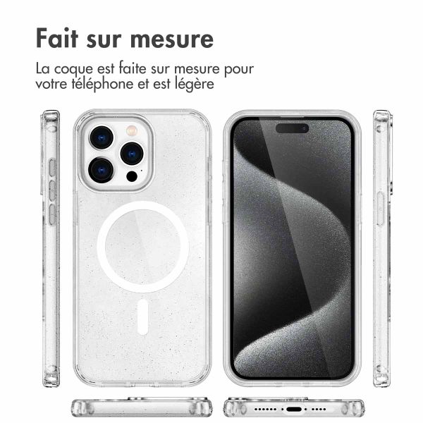 imoshion Coque Pailletée avec MagSafe Apple iPhone 15 Pro - Paillettes Transparent
