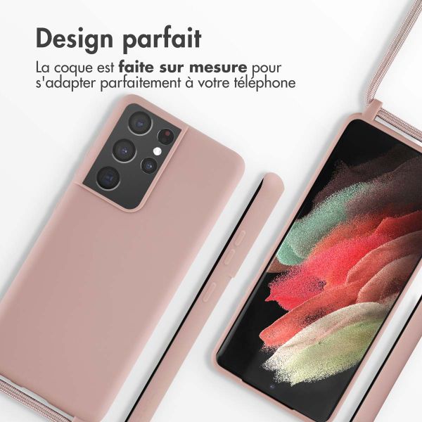 imoshion Coque en silicone avec cordon Samsung Galaxy S21 Ultra - Sand Pink