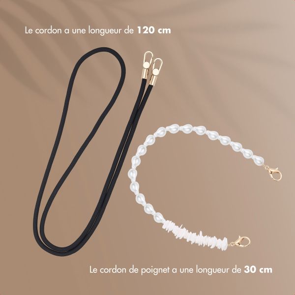 Selencia Ensemble de cordons pour téléphone avec perles et coquillages - Midnight Black