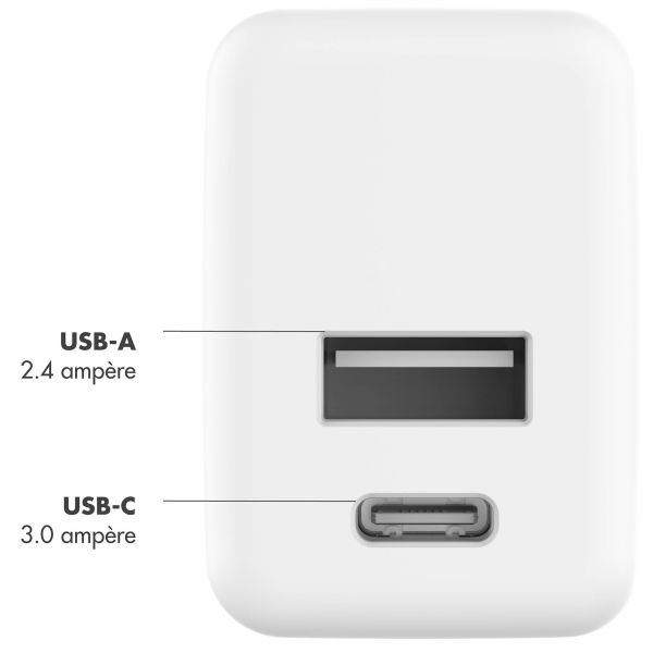 imoshion Wall Charger - Chargeur - Connexion USB-C et USB - Power Delivery - 20 Watt - Blanc