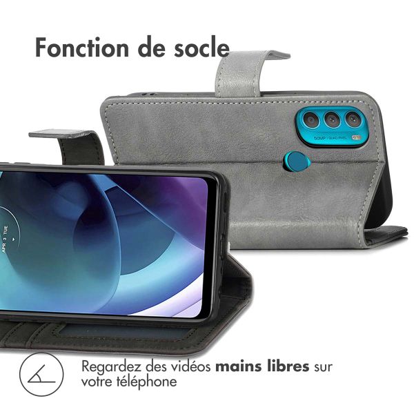 imoshion Étui de téléphone portefeuille Luxe Motorola Moto G71 - Gris