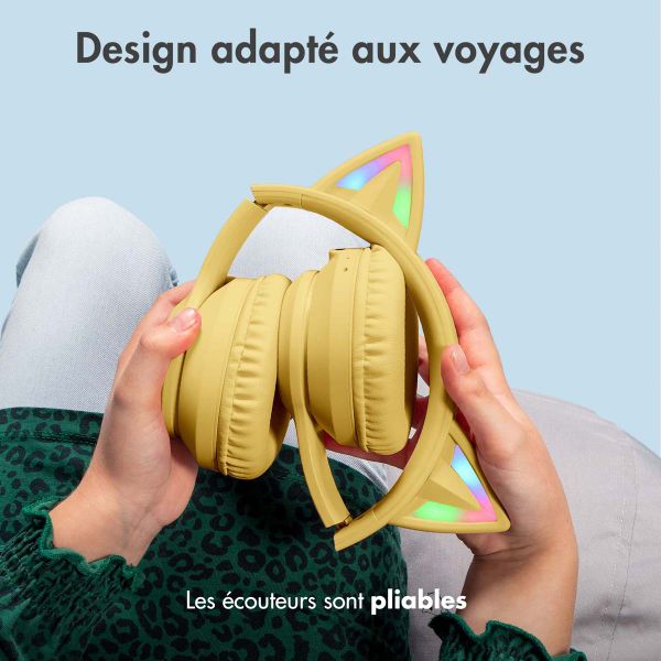 imoshion Casque sans fil pour enfants LED Light Cat Ear - Avec câble AUX - Jaune