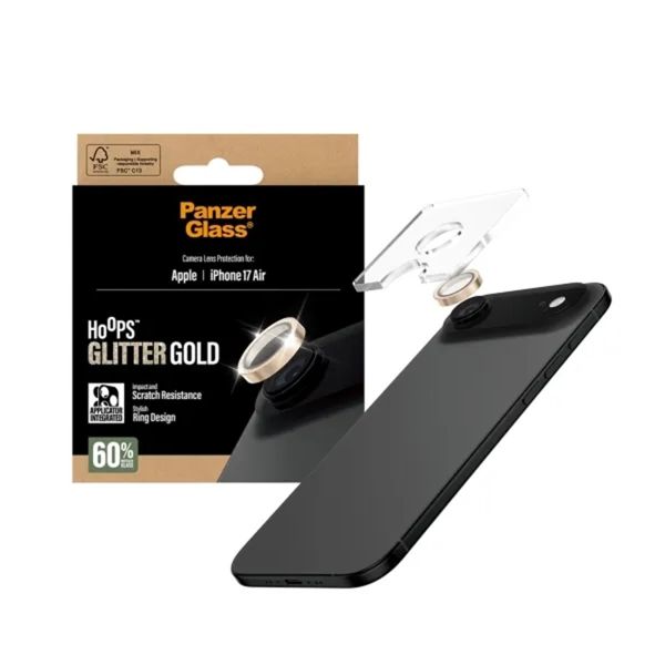 PanzerGlass Protection Caméra Hoops Optic Rings Apple iPhone Air - Or Pailleté