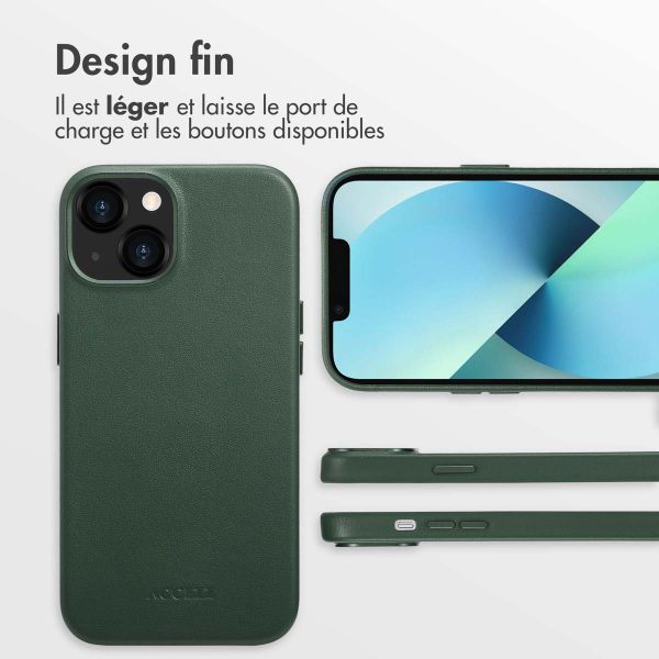 Accezz Coque arrière en cuir avec MagSafe iPhone 13 - Cedar Green