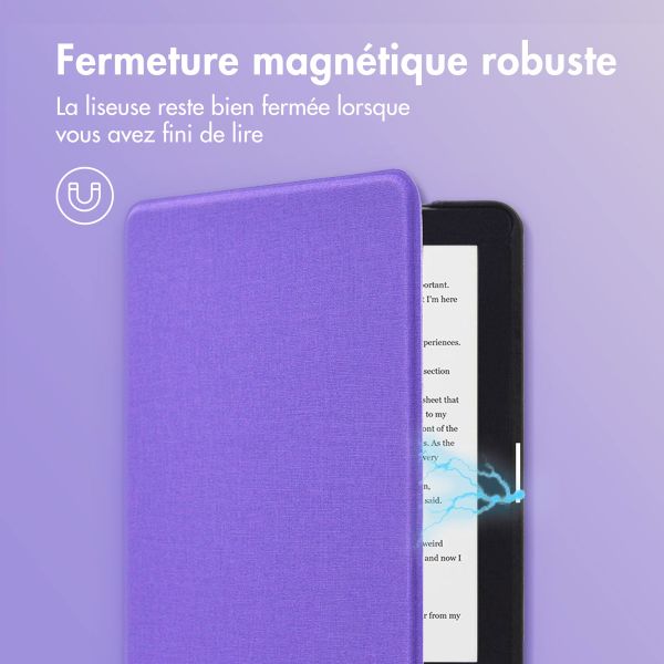 imoshion Étui de liseuse portefeuille Canvas Sleepcover Kobo Clara HD - Violet