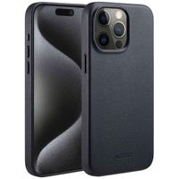 Accezz Coque arrière en cuir avec MagSafe iPhone 15 Pro Max - Onyx Black